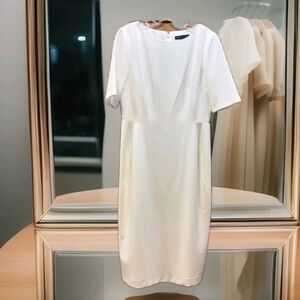 PRESTON & YORK off  WHITE SHORT SLEEVED SHEATH Dress With  BACK Split Sz 10.